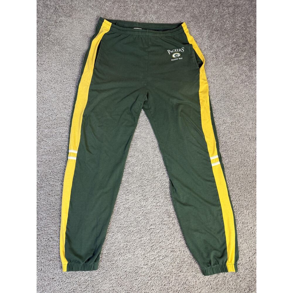 VTG Green Bay Packers Pants Mens Medium Green NFL Football Sweatpants Pro Player